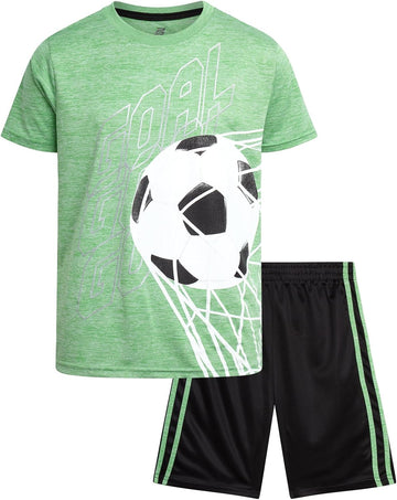 Active Boys Short Sets - 2 Piece Performance Crewneck Short Sleeve T-Shirt and Shorts Boys Athletic Sets
