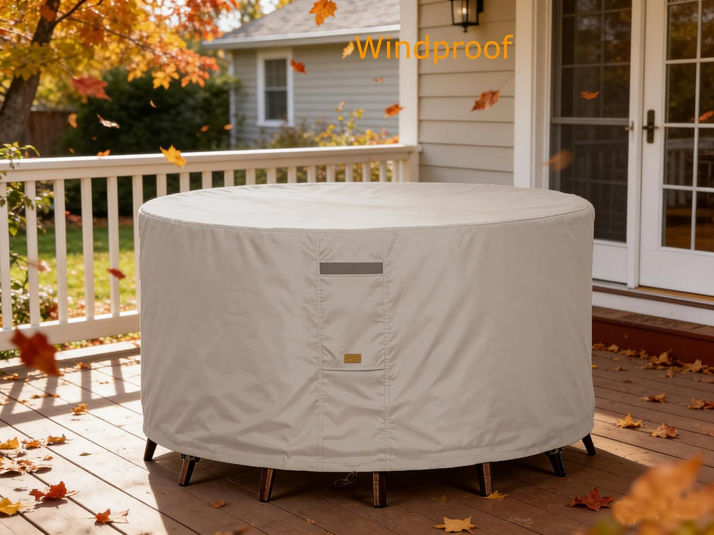 Round Patio Table Cover Outdoor Furniture Waterproof 76" Dia | Patio Furniture Covers 600D Heavy Duty,Outdoor Table