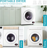 Compact Laundry Dryer, 3.5 cu ft Front Load Stainless Steel Clothes Dryers With Exhaust Pipe, 1500W, LCD Control Panel