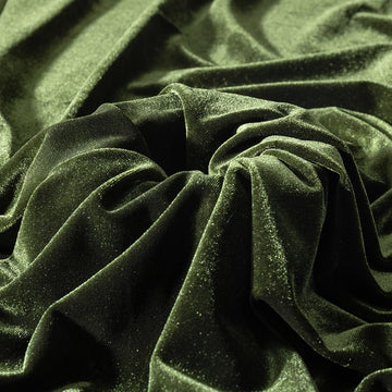 Dark Olive Green Velvet Fabric by The Yard, 5 Yards, 60" Wide