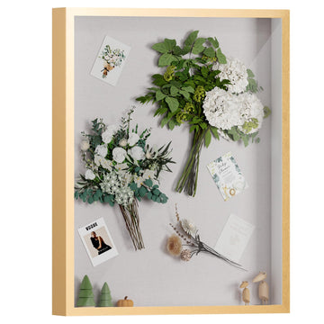 16x20 Large Shadow Box Wood Picture Frame, Tempered Glass, Gold