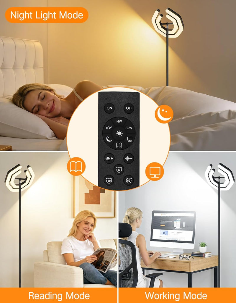 Floor Lamp, 3000LM 30W LED Torchiere Floor Lamp with Remote and Touch Control, Stepless Dimmable 2700K-6500K