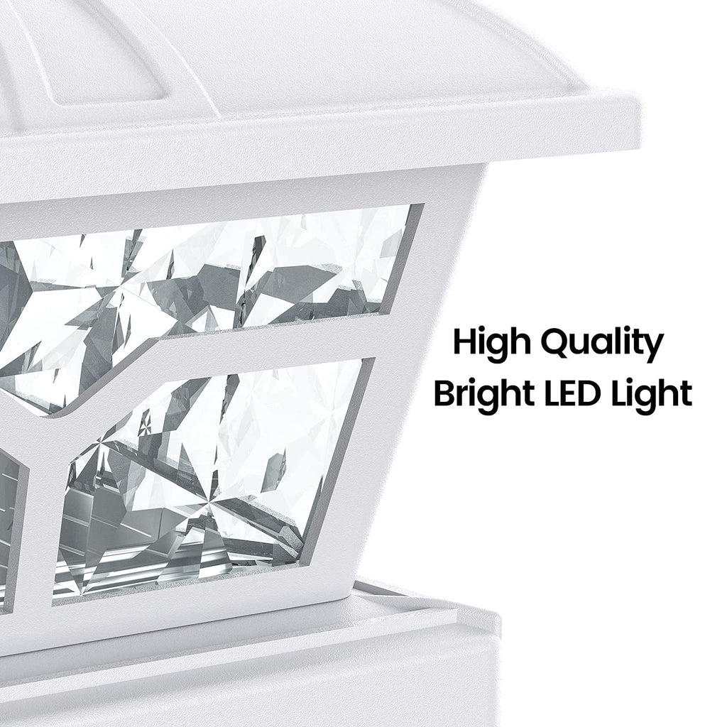 Solar Post Cap Lights Outdoor 2 Modes, 4 Pack, White, Warm/White