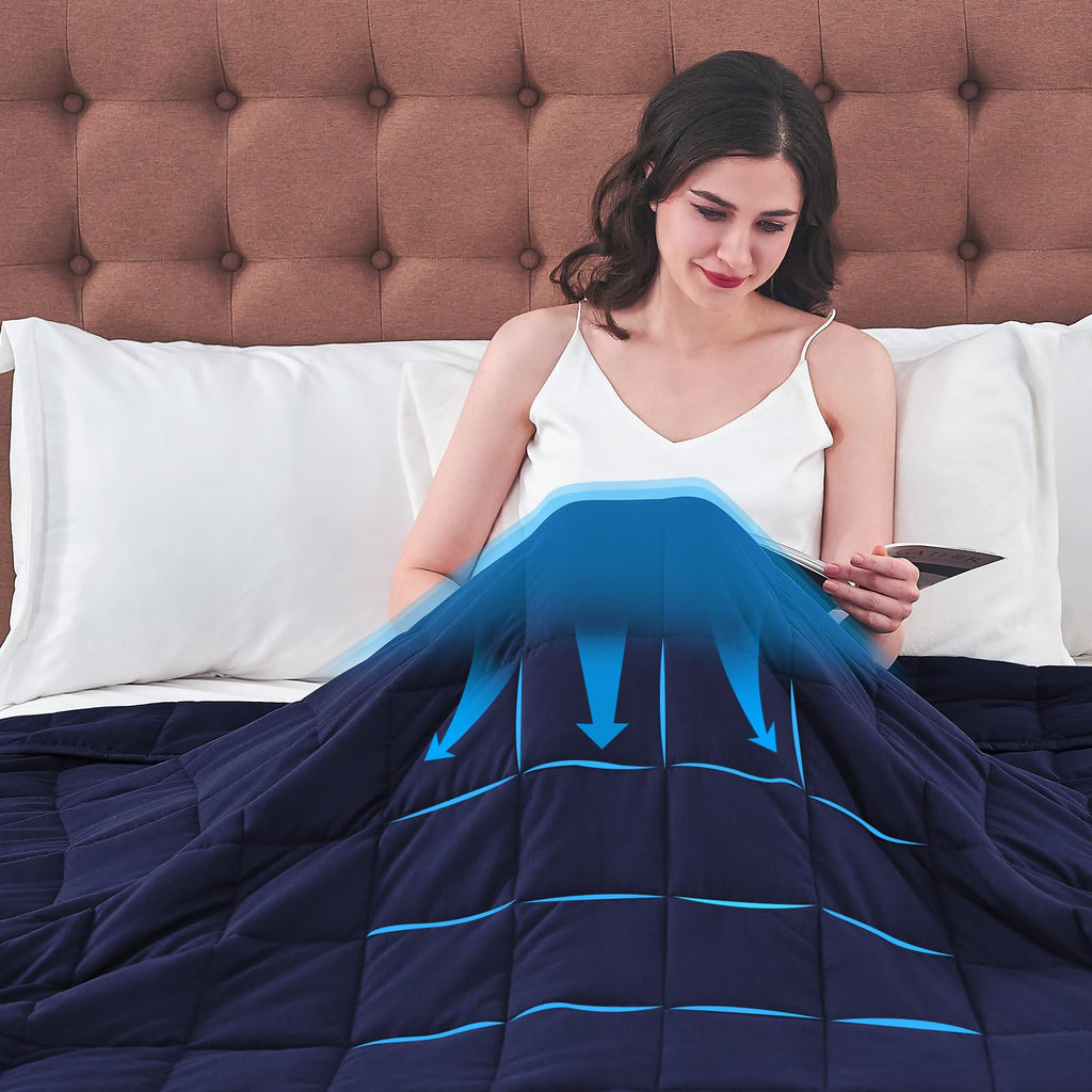 Weighted Throw Blanket for Adults 20lbs Queen Size, 60" x 80", Blue