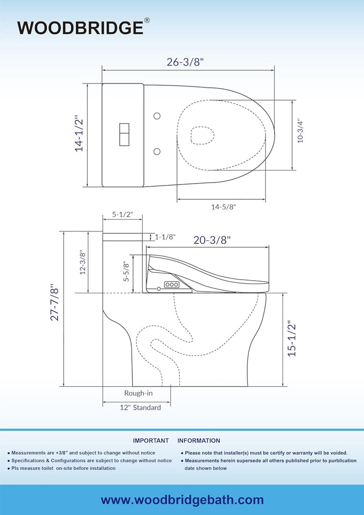 One Piece 1.1GPF/1.6 GPF Dual Flush Elongated Toilet with Advance Smart Toilet in White