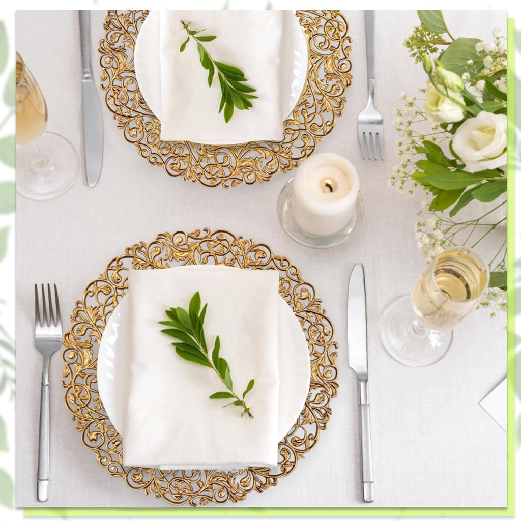 Inch Gold Plastic Charger Plates Set - 12 Pack, Elegant Round Disc Chargers for Table Setting, Decorative - Set of 12