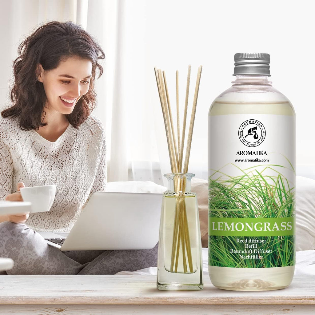 Lemongrass Reed Diffuser Refill, Natural Essential Lemongrass Oil 17 Fl Oz - Fresh & Long Lasting Fragrance - Reed - Set of 169