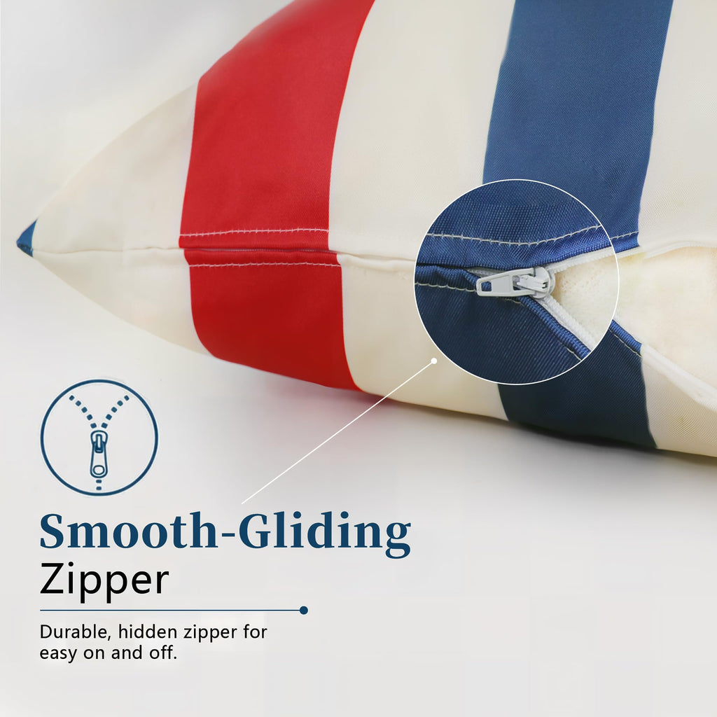 Pack of 2 Outdoor Waterproof Striped Pillow Covers Decorative Throw Covers
