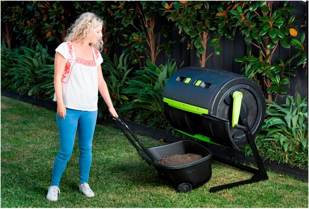 Compost Tumbler Two Stage - UV Protected & Zinc Frame - Easy Turning & Cart Included