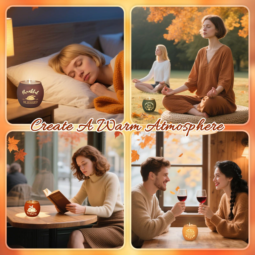 Fall Thanksgiving Scented Candles Gift Set, 4 Pack 16oz Fall Aromatherapy Candle, Glass Jar Candles for Woman Man