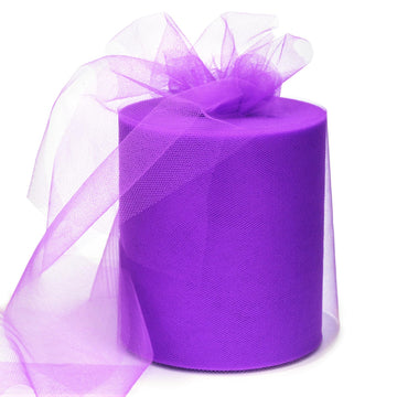 6"x 200 Yards Purple Tulle Fabric Roll for DIY Tutu & Wrapping, Party Decor