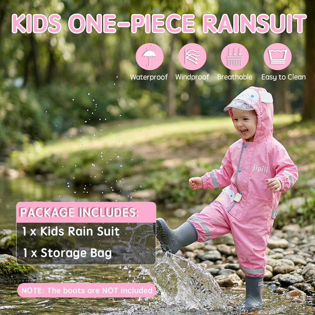 Toddler Rain Suit Waterproof Coverall One Piece Rain Suit Kids