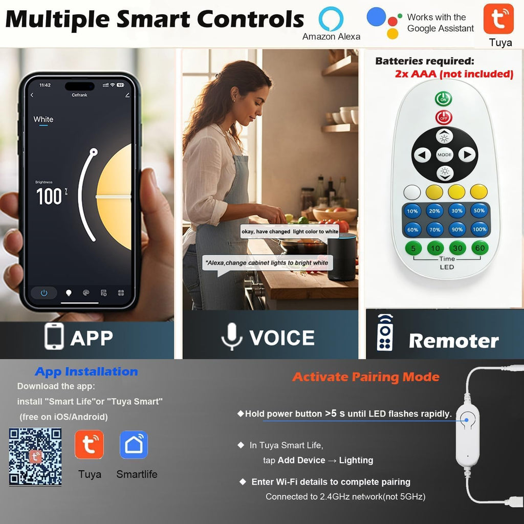 Smart LED Puck Lights 6-Pack, WiFi Alexa Cabinet Display Lighting