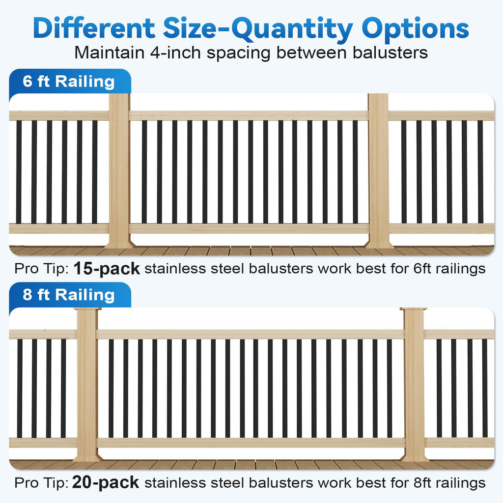 60 Pack 32" Deck Balusters, Metal Balusters for Deck Railing