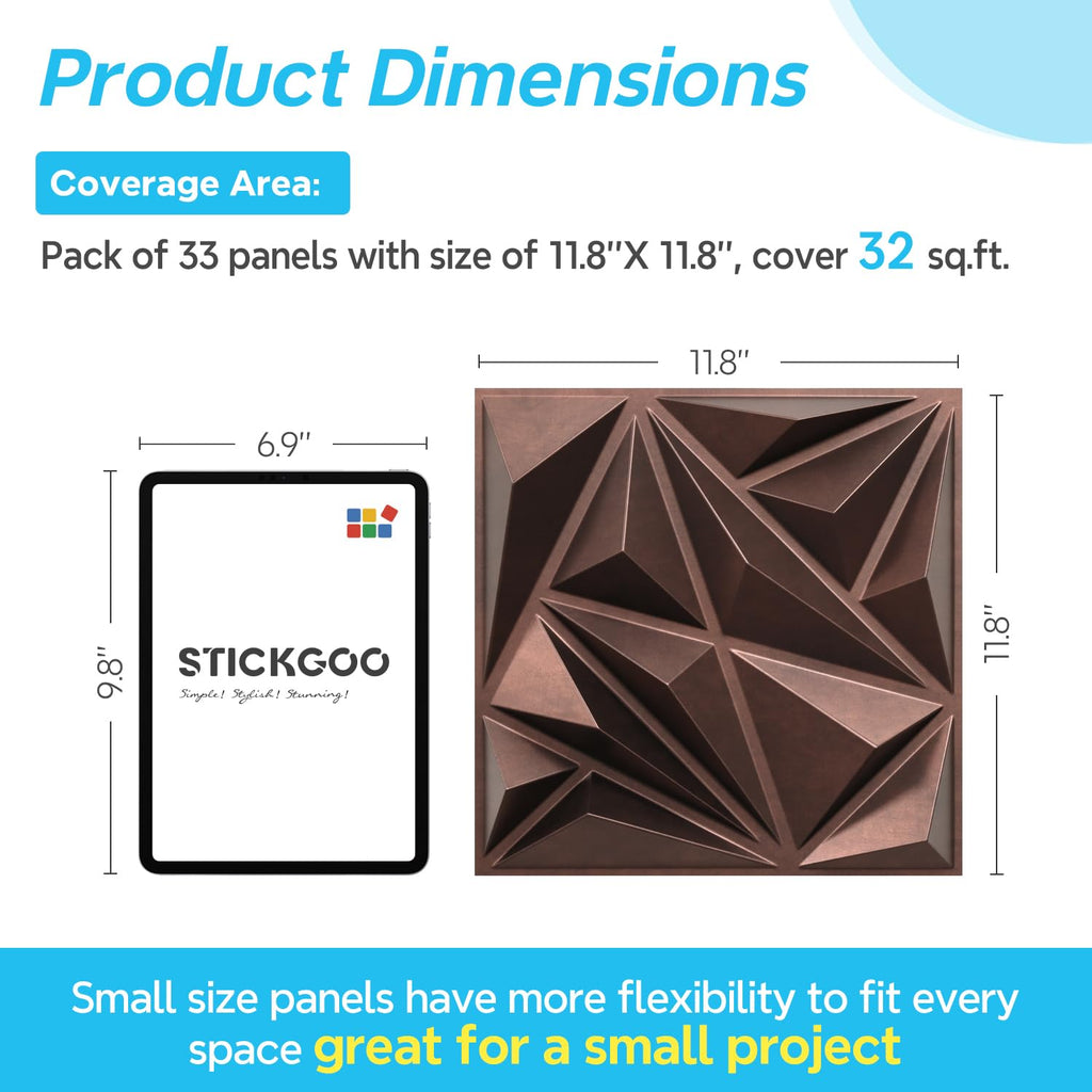 Diamond Wall Panels, Antique Copper, 12''x12'', 33 Pack