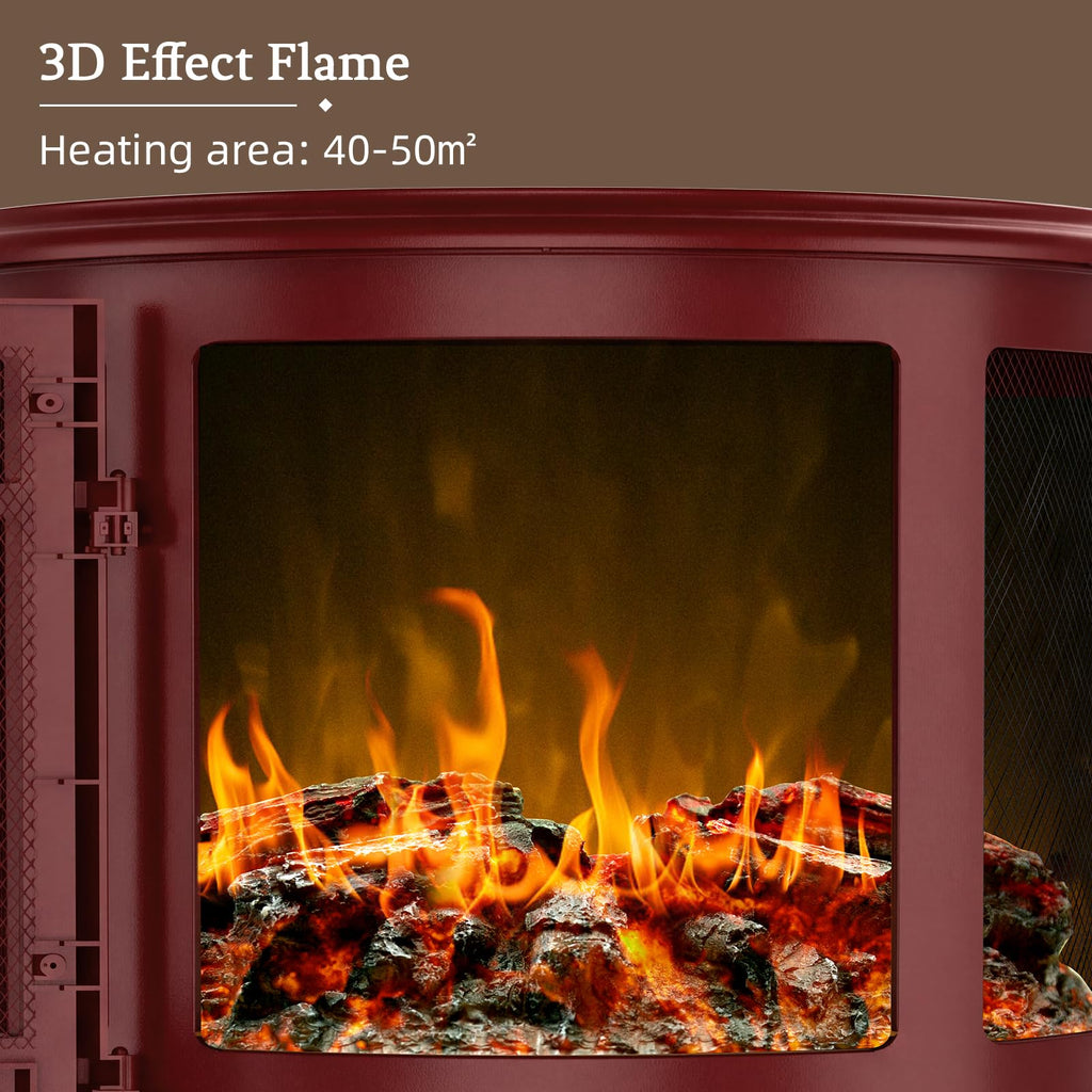 25" Freestanding Electric Fireplace Stove with 3D Flame Effect
