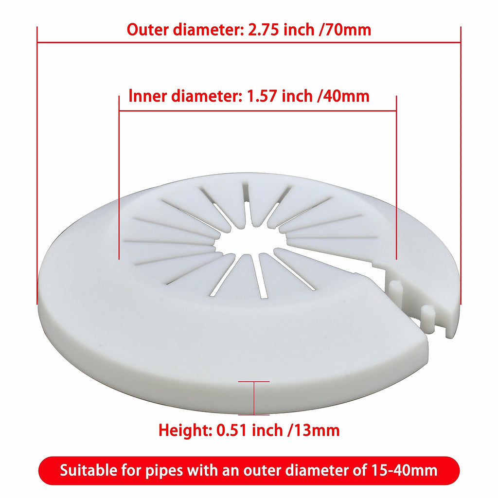 Fit 0.95 to 1.57 inch Outer Diameter Flange Water Pipe Cover Decoration White Radiator PP Plastic Escutcheon Plate