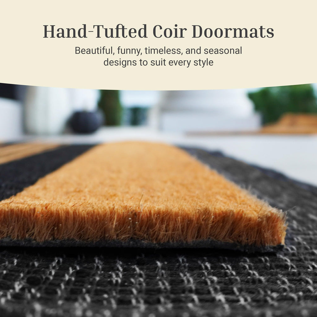 Welcome Mat Outdoor - Script Coir Doormat, Front Door 17x30