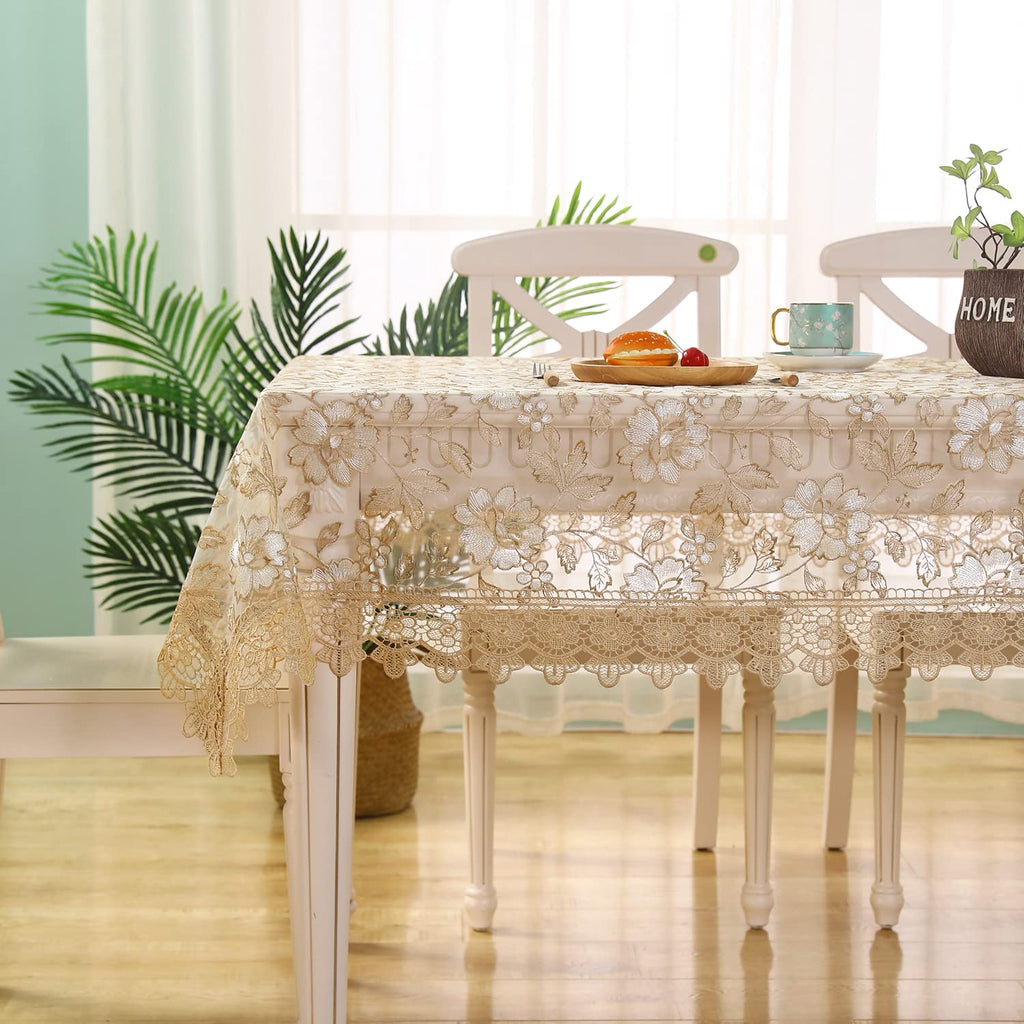 Table Clothes for Rectangle Tables Flower Tablecloth Shabby Chic Embroidered Oblong Table Cover for
