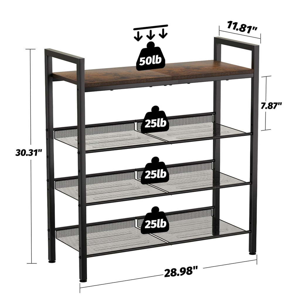 4 Tier Shoe Rack, Shoe Rack for Front Door Entrance