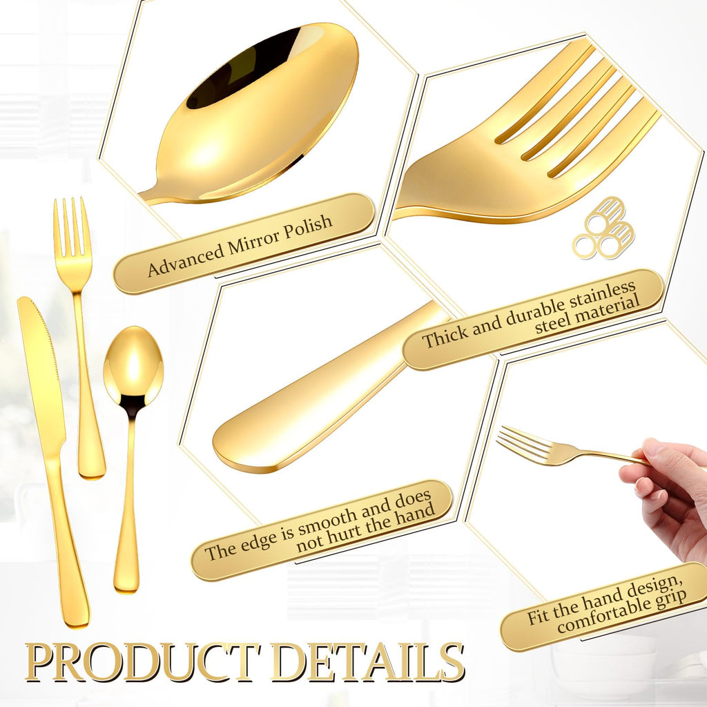 150 Pcs Gold Silverware Set Stainless Steel Dinnerware for 30 Guest