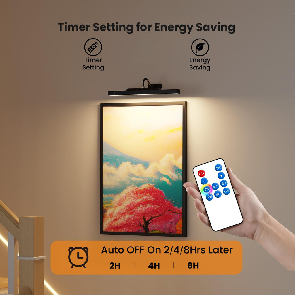 3Pack Picture Light Battery Operated, 16in Picture Light for Wall, 5000mAh Cordless Wall Lights with Controller,Art