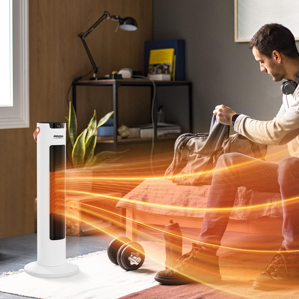 24IN Electric Space Heater w/Remote & APP Control, 1500W Portable Tower Heater w/Oscillating for Indoor Use, Timer