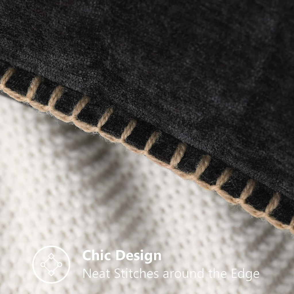 Soft Chenille Throw Pillow Covers 12x20 Set of 2 Black