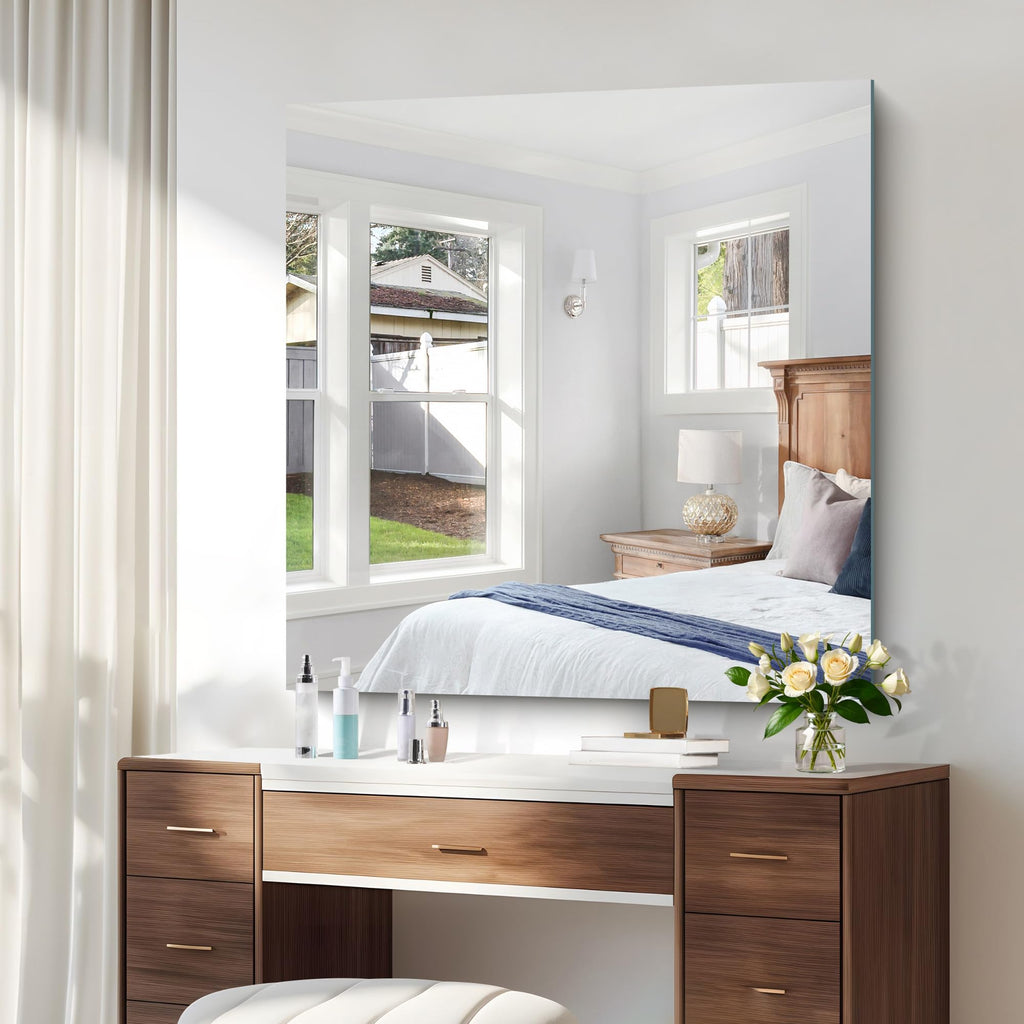 Large Frameless Mirror, 36x36 Inch Square Bathroom Vanity Mirror for Over Sink, Upgraded Shatterproof Unframed Design