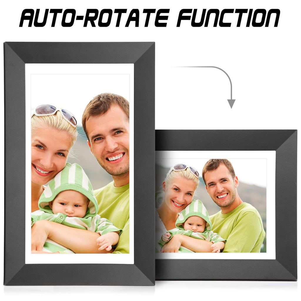 Digital Picture Frame WiFi Digital Photo Frame Full HD 1366x768 IPS Touch Screen, 16GB Storage, Auto-Rotate, Support