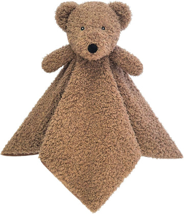 Baby Dark Brown Teddy Bear Soft Stuffed Animal Security Blanket, Plush Bear Character Lovey Blanket, Baby
