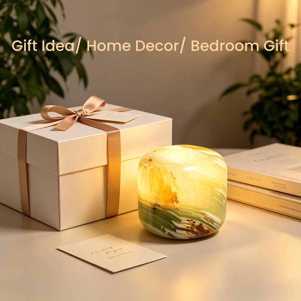 Marble Table Lamp Nature Stone Pat Lamp (Jade Green Onyx)