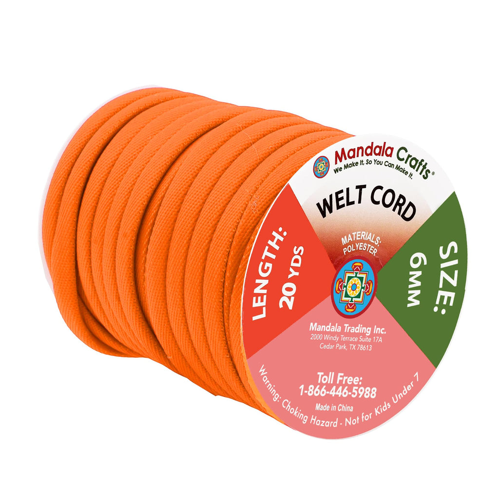 1⁄4 in Orange Welting Cord Filler Rope for Piping Sewing