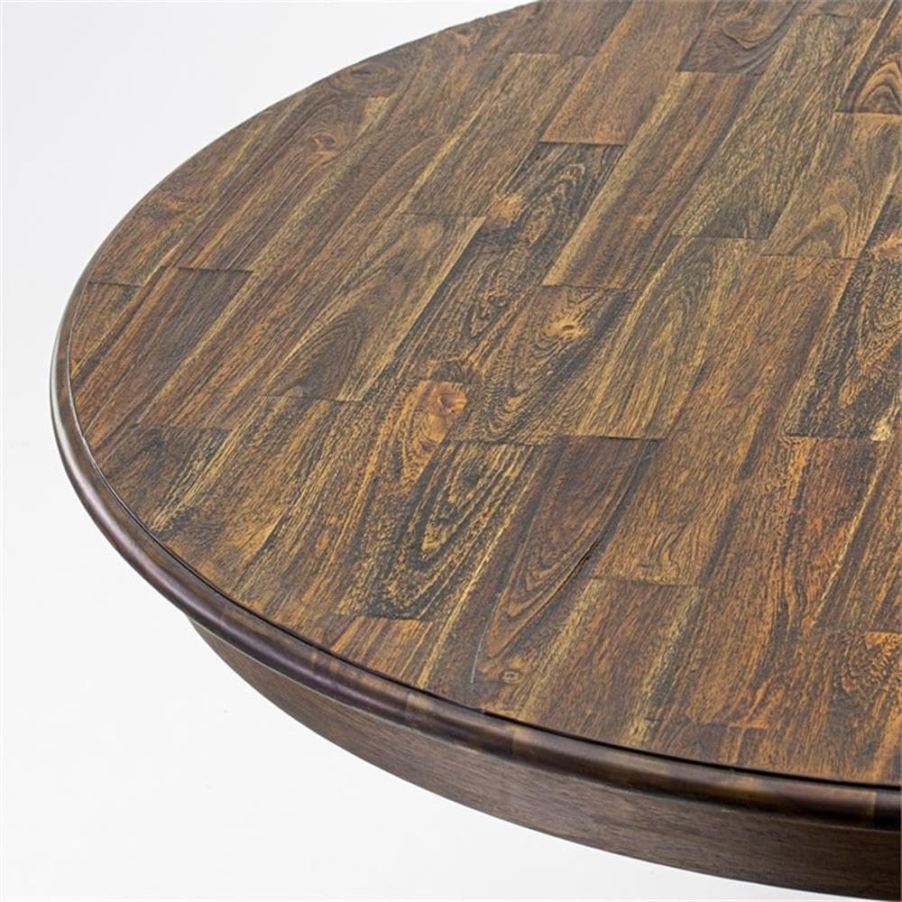 Ferris Dining Table - a Round Wooden Table Top with Pedestal Base, 48x48 Inch, Distressed Jacobean