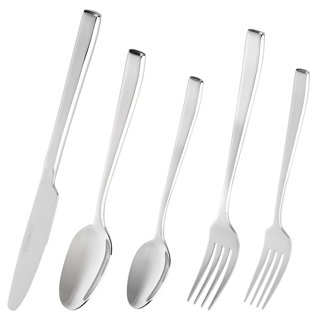 Modern Design Polished Flatware, Silverware Set for 8 persons, 40 Piece - Spoons, Forks, and Knives 18/10 Stainless