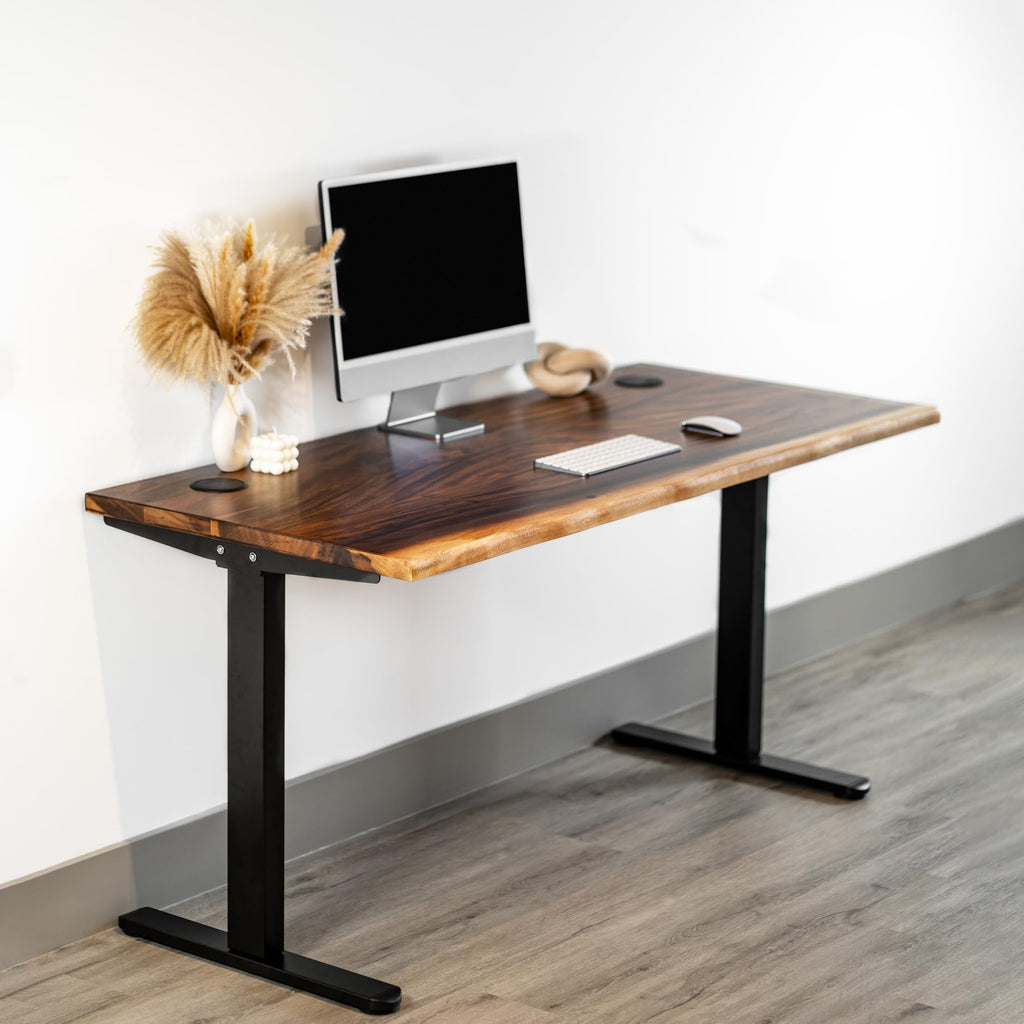 Walnut Solid Wood Standing Desk with Natural Live Edge, W60 x D27