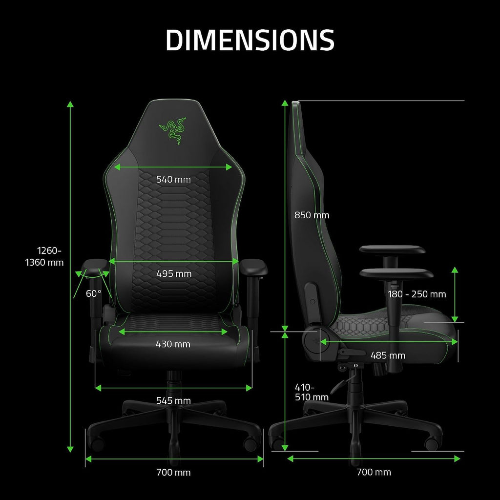 Iskur V2 X NewGen Ergonomic Gaming Chair, Black/Green | Gen-2 EPU Leather with CoolTouch, Lumbar Support, Ultra-Wide