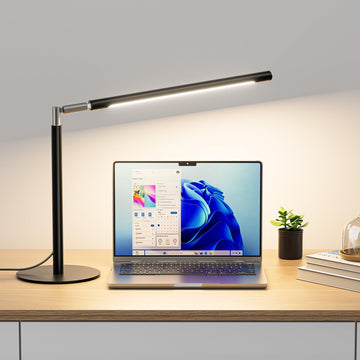 Metal LED Desk Lamp, 16" Dimmable Desk Light with Base, 15W 1200LM, Adapter Included, Color & Brightness Adjustable