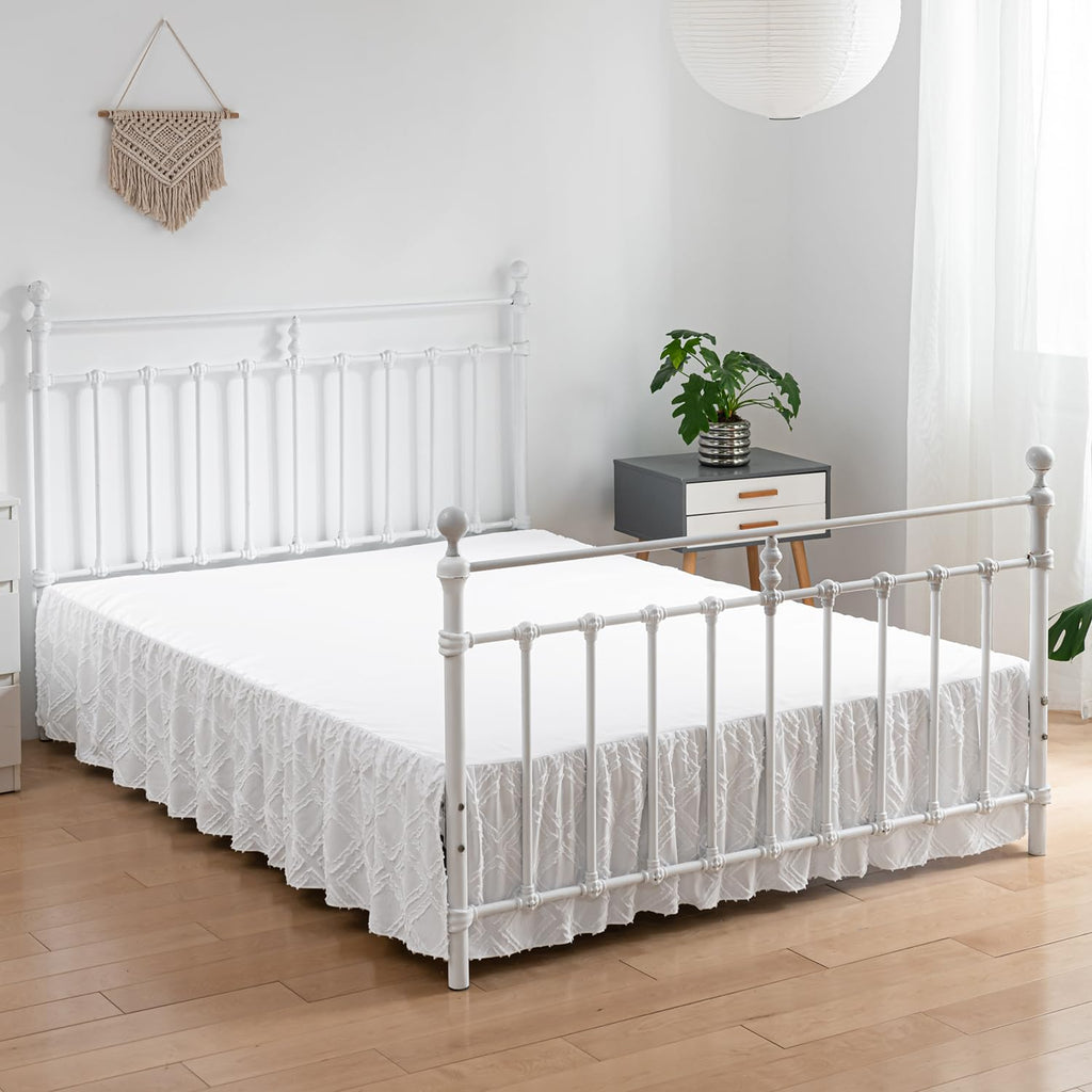 Tufted Bed Skirt Twin Size - Ruffled Bed Skirts with Split Corners