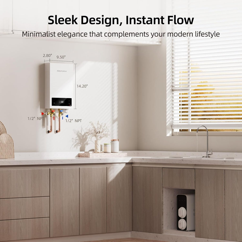 11kW Tankless Water Heater Electric, MIZUDO 240 Volt Instant Hot Water Heater