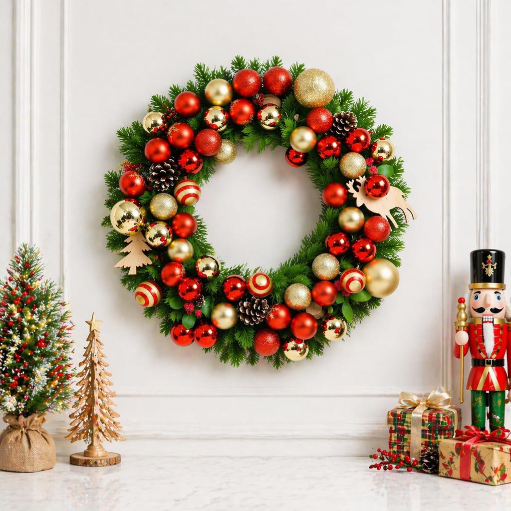 Red Christmas Ornaments for Tree Decorations, Small Shatterproof Christmas Ball Ornaments Set, Perfect Plastic - Set of 24