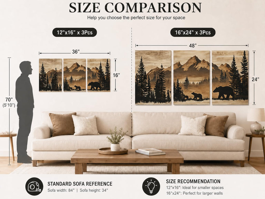 Art, Framed Canvas Prints, Set of 3, 12x16 in