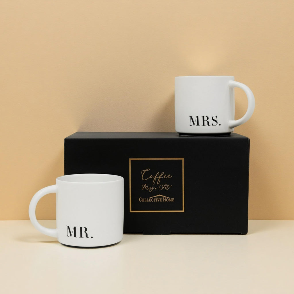 Wedding Gifts for Couples, Ceramic Mug Set, Mr and Mrs Gift, Ideal Gift for Bridal Shower (MR. & MRS.)