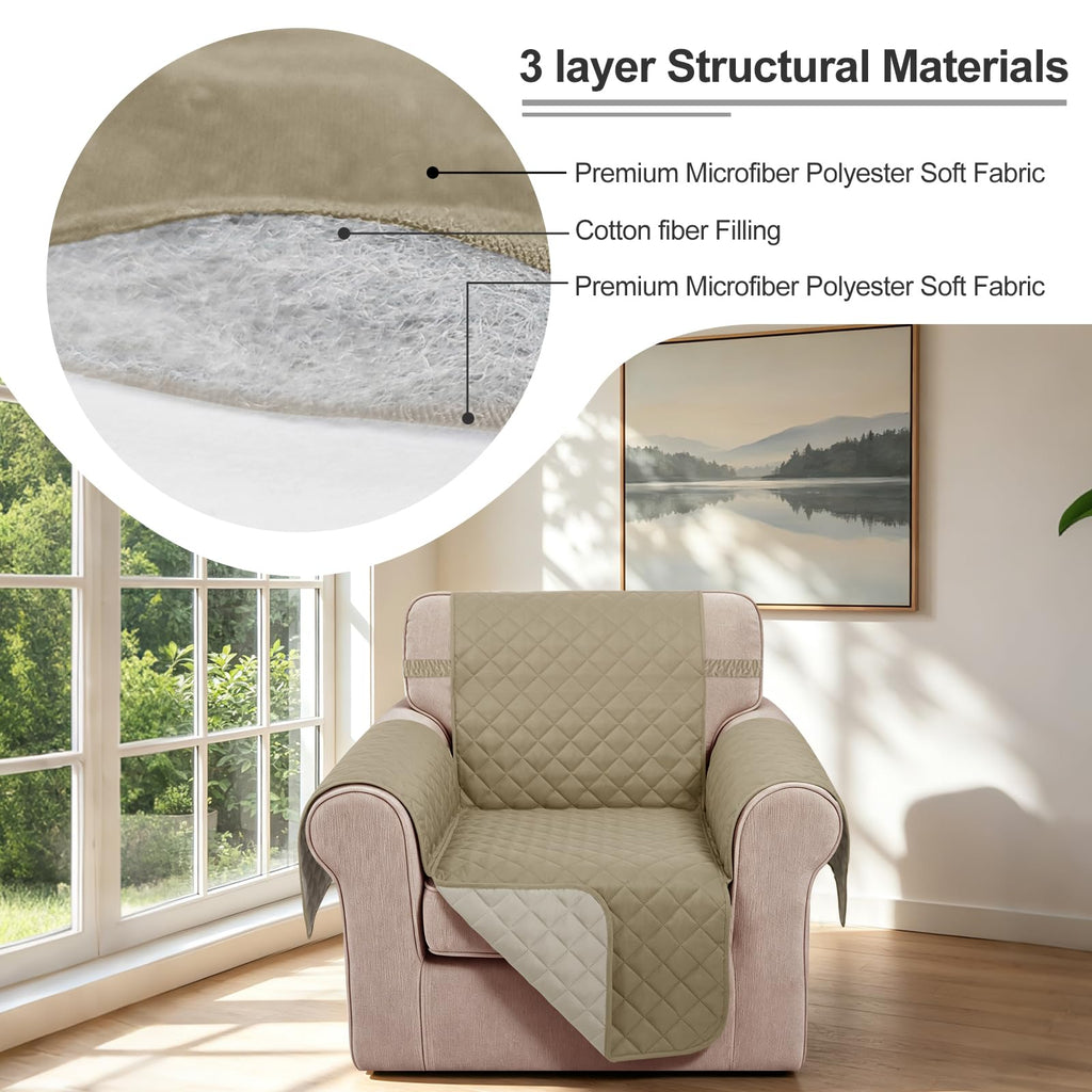 Reversible Recliner Chair Covers, Camel/Beige
