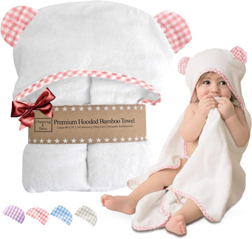 Premium Boutique Baby Towels for Girls - Hooded Girl Towel & Washcloth Set - Organic Viscose Made from Bamboo Baby
