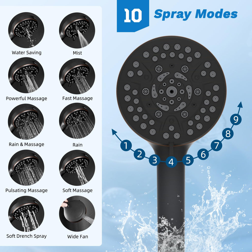 10" Dual Filtered 10" Rainfall Shower Head with Handheld 10-Spray