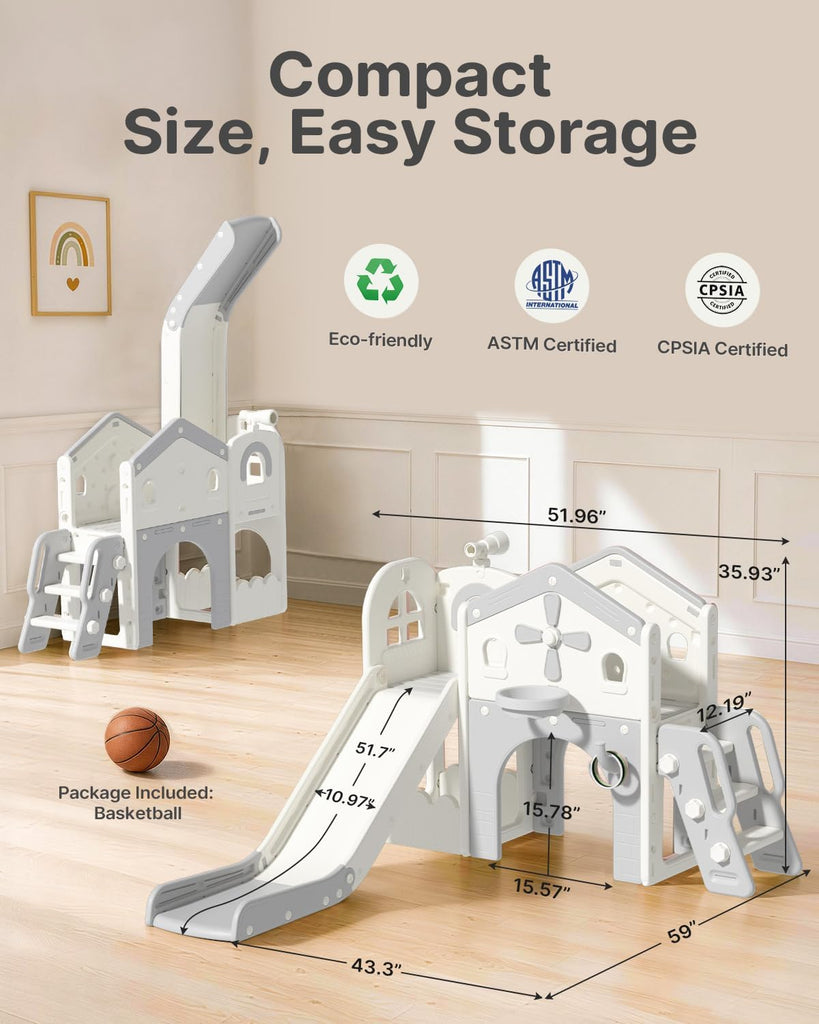 Toddler Slide Playset, in-1 Kids Slide for Toddlers 1-3, Gray