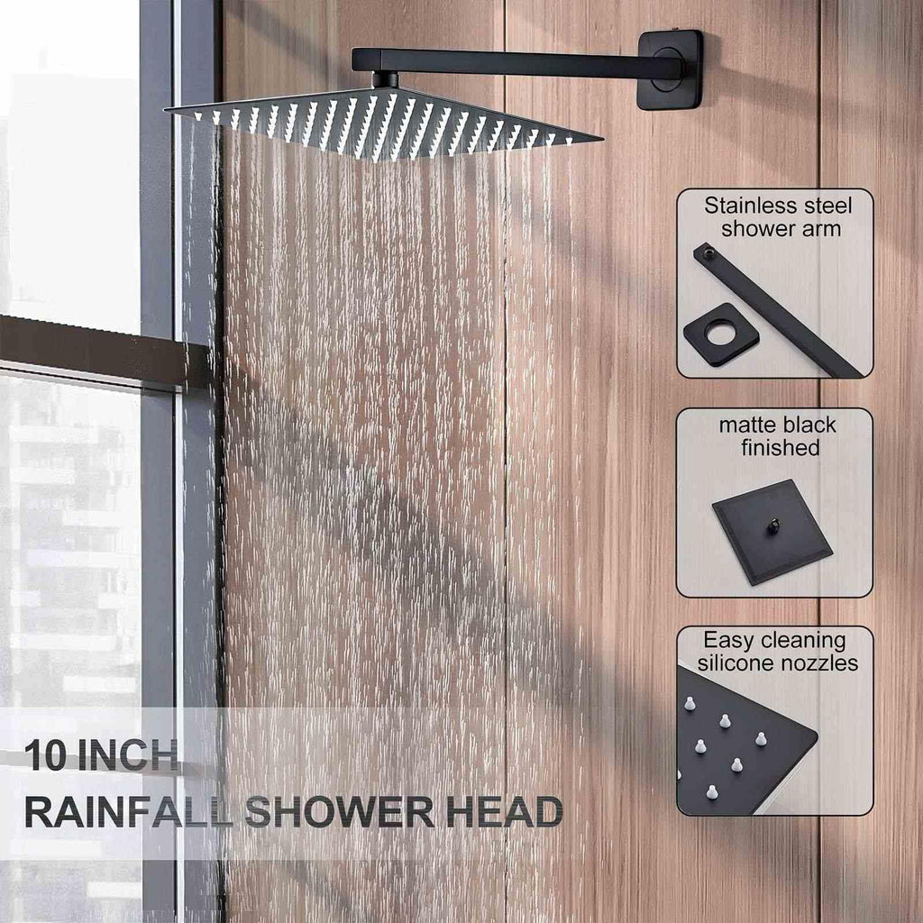 Shower Faucet Set 10 Inch, Matte Black Shower System
