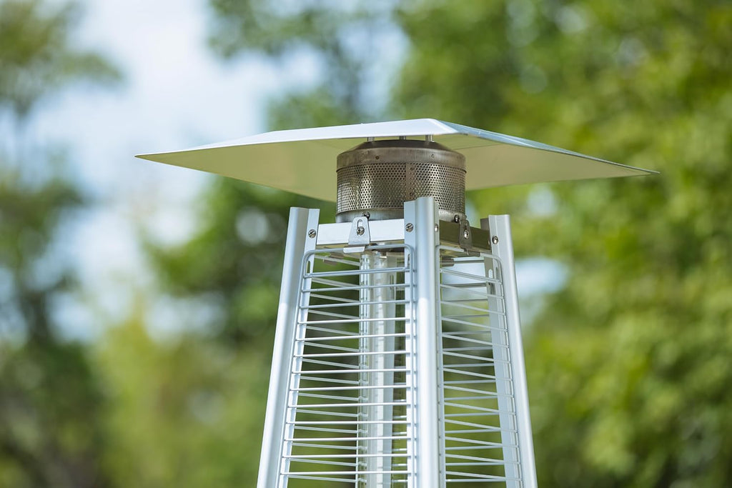 91" Tall Glass Tube Outdoor Patio Heater, 49000BTU, Stainless Steel, Wheels Included, Regulator and Hose Included