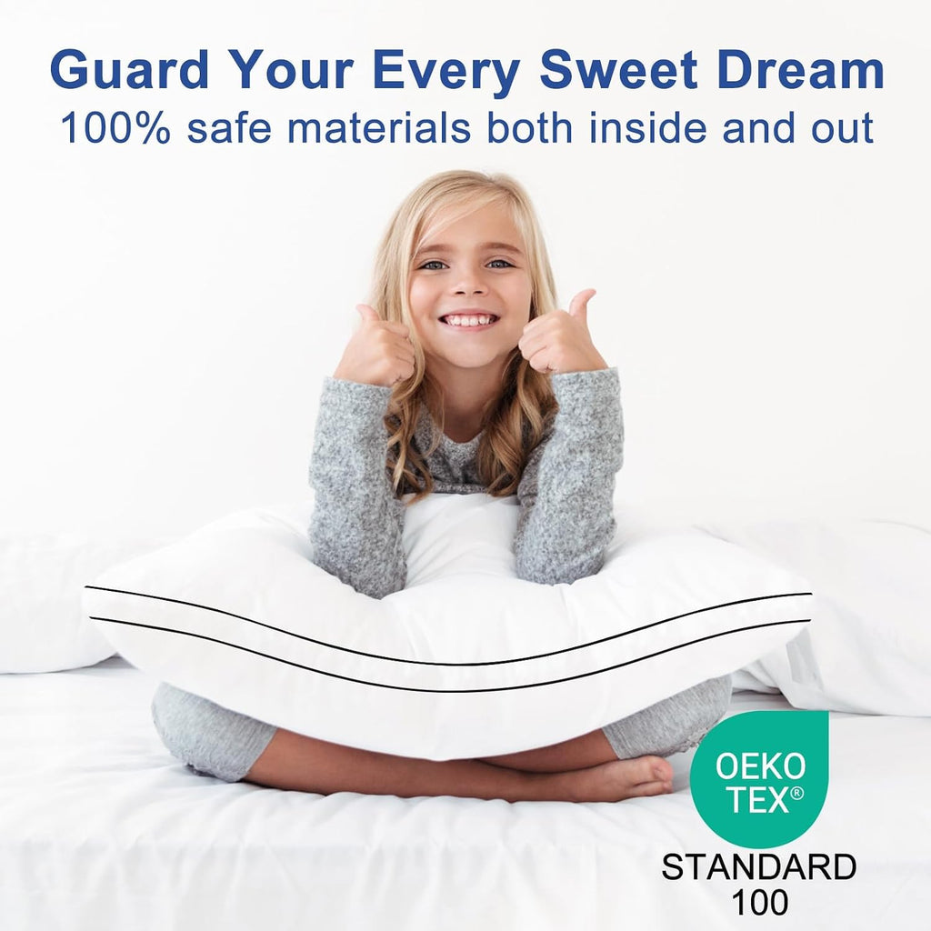 Premium Pillows Queen Size Set of 2, Fluffy and Supportive 7D Down Alternative Bed Pillows, Luxury Soft Hotel Quality